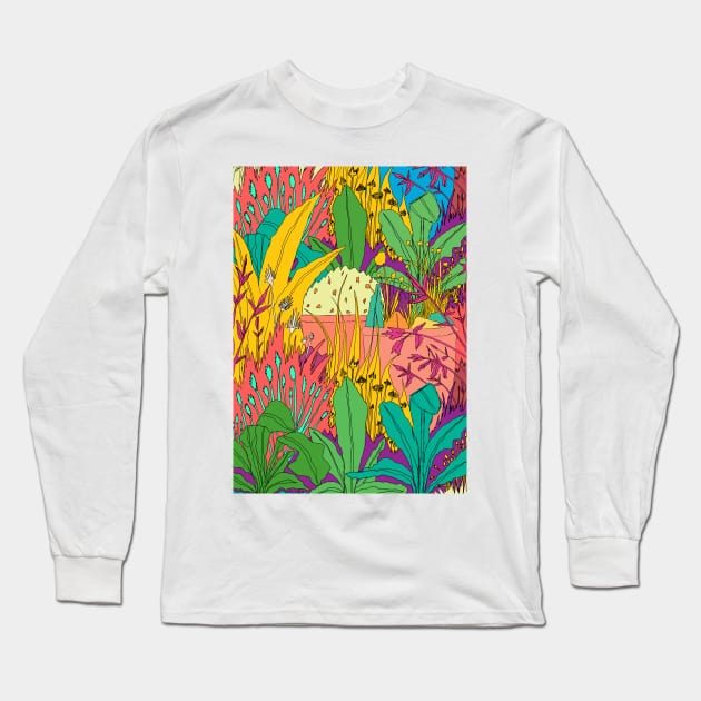 A Summer's Garden Long Sleeve T-Shirt by Swadeillustrations